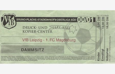 VfB Leipzig - 1. FC Magdeburg. Ticket 2001