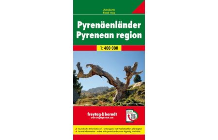 Pyrenäenländer 1 : 400 000. Autokarte  - Touristische Informationen. Citypläne. Ortsregister mit Postleitzahlen