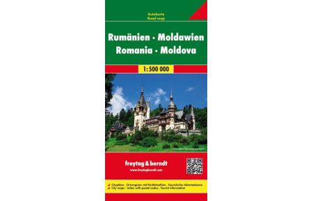 Rumänien - Moldawien, Straßenkarte 1:500. 000, freytag & berndt  - Romania, Moldavia Road map. Citypläne. Ortsregister. Touristische Informationen