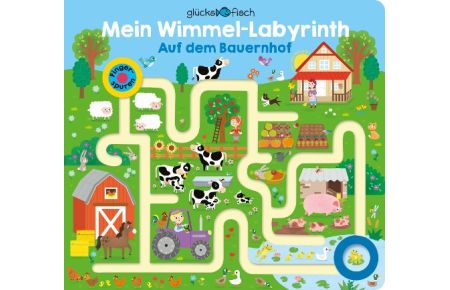 Glücksfisch: Mein Wimmel-Labyrinth: Auf dem Bauernhof  - Fingerspuren-Buch | Tolles Wimmelbuch mit Fingerspuren und Gucklöchern. Zum Suchen, Finden und Entdecken. Für Kinder ab 3 Jahren