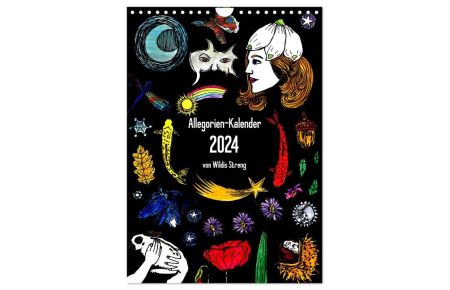 Allegorien-Kalender (Wandkalender 2024 DIN A4 hoch), CALVENDO Monatskalender  - Kalender in Jugendstil-Manier mit Illustrationen der Monate