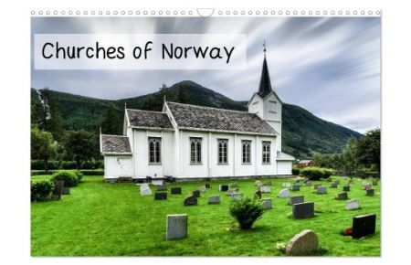 Churches of Norway (Wall Calendar 2024 DIN A3 landscape), CALVENDO 12 Month Wall Calendar  - Special Norwegian church architecture