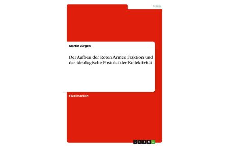 Der Aufbau der Roten Armee Fraktion und das ideologische Postulat der Kollektivität